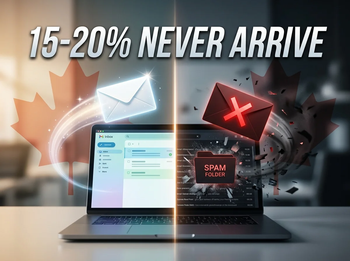 Email deliverability audit for Canadian small businesses — 15 to 20 percent of emails in Canada never reach the inbox