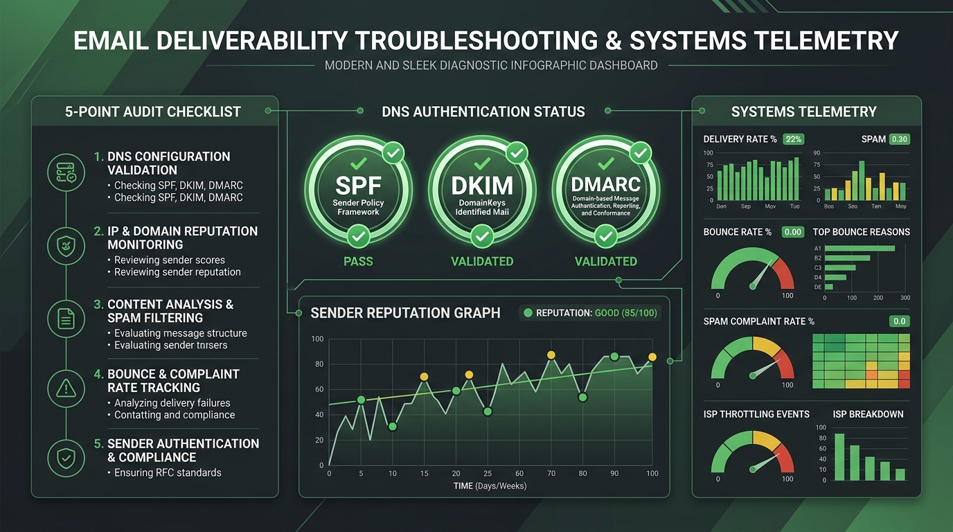 Email Deliverability Troubleshooting and Systems Telemetry 5-Point Audit Checklist