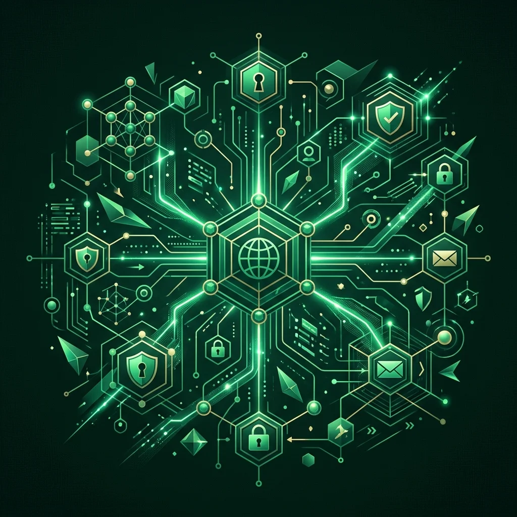 Abstract DNS routing and domain security illustration